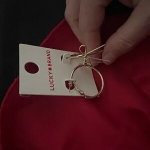Lucky Brand Gold Hoop Earrings with Bow Accent